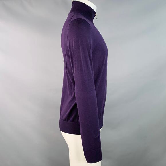 PAUL SMITH Size M Purple Merino Wool Zip Up Cardigan - Picture 2 of 8
